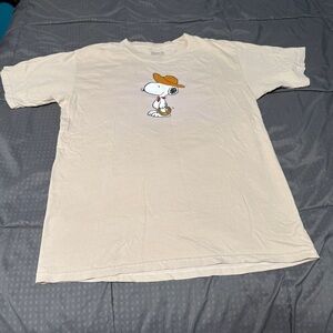 Peanuts Snoopy Cowboy Cactus Double Sided Graphic Beige T Shirt Size Medium